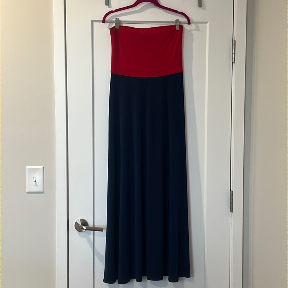 Polo Ralph Lauren Color Block Strapless Maxi Dress